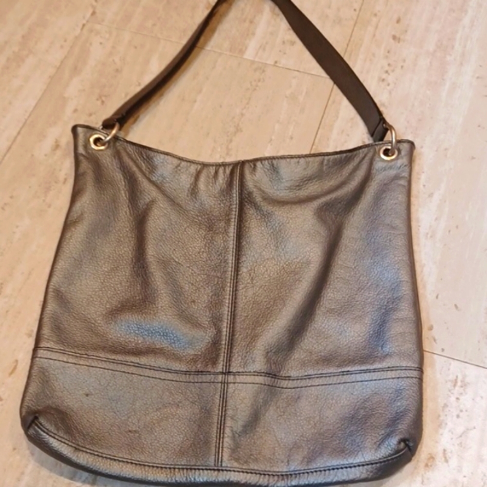 Banana Republic Pewter Cow Leather Shoulder Bag